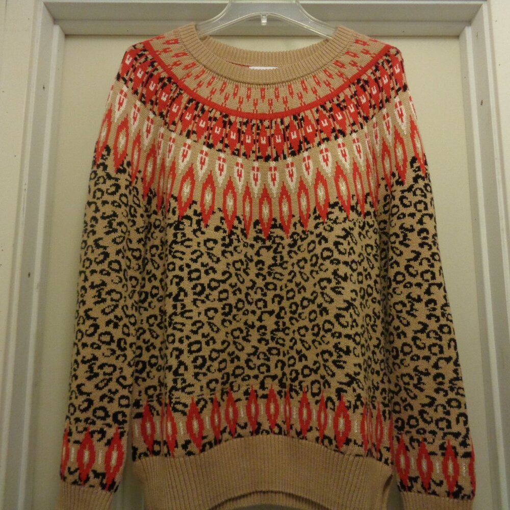 TRENDING TRIBAL ANIMAL STYLED BIG SWEATER BY CHARTER CLUB X LG
